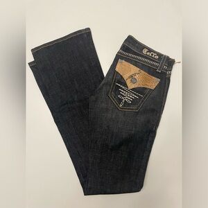 NWT Cello Low Rise  Boot Cut Denim Blue Jeans Size 1X32 Western Embellished